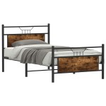 vidaXL Cadru de pat fără saltea Stejar afumat 107x203cm Lemn prelucrat vidaXL Cadru de pat fără saltea Stejar afumat 107x203cm Lemn prelucrat