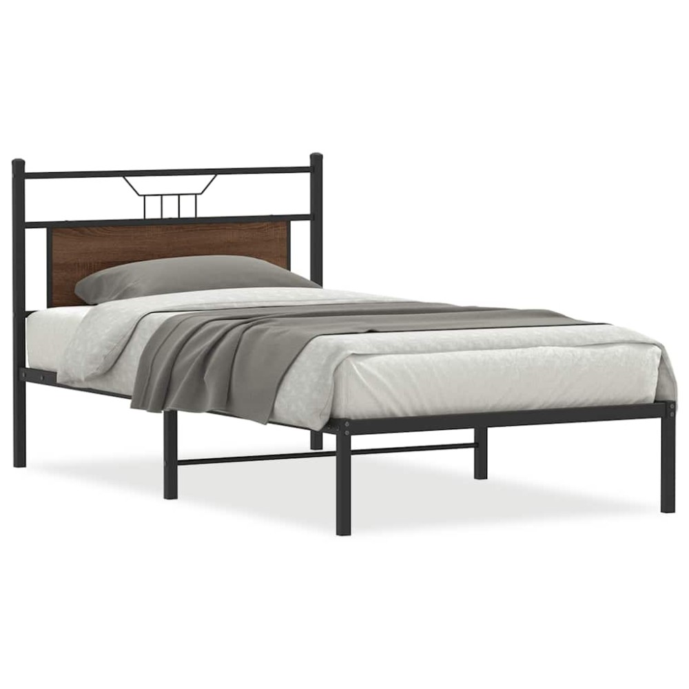 vidaXL Cadru de pat fără saltea Stejar maro 107x203 cm Lemn prelucrat