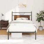 vidaXL Cadru de pat fără saltea Stejar maro 107x203 cm Lemn prelucrat