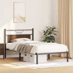 vidaXL Cadru de pat fără saltea Stejar maro 107x203 cm Lemn prelucrat