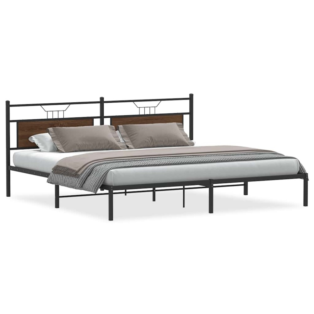 vidaXL Cadru de pat fără saltea Stejar maro 200x200 cm Lemn prelucrat