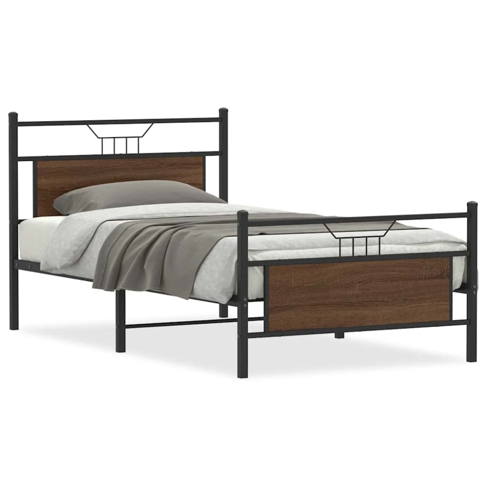 vidaXL Cadru de pat fără saltea Stejar maro 107x203 cm Lemn prelucrat
