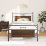 vidaXL Cadru de pat fără saltea Stejar maro 107x203 cm Lemn prelucrat