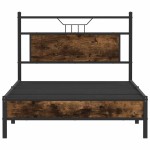 vidaXL Cadru de pat fără saltea Stejar afumat 107x203cm Lemn prelucrat vidaXL Cadru de pat fără saltea Stejar afumat 107x203cm Lemn prelucrat