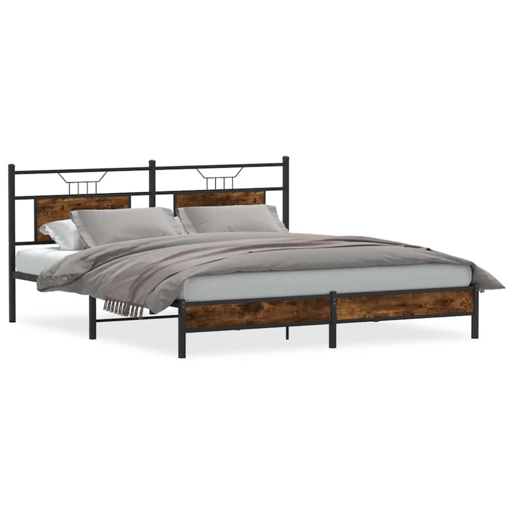 vidaXL Cadru de pat fără saltea Stejar afumat 183x203cm Lemn prelucrat