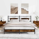 vidaXL Cadru de pat fără saltea Stejar afumat 183x203cm Lemn prelucrat