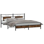 vidaXL Cadru de pat fără saltea Stejar afumat 183x203cm Lemn prelucrat