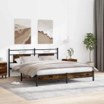 vidaXL Cadru de pat fără saltea Stejar afumat 183x203cm Lemn prelucrat