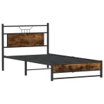 vidaXL Cadru de pat fără saltea Stejar afumat 107x203cm Lemn prelucrat vidaXL Cadru de pat fără saltea Stejar afumat 107x203cm Lemn prelucrat