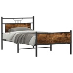 vidaXL Cadru de pat fără saltea Stejar afumat 107x203cm Lemn prelucrat vidaXL Cadru de pat fără saltea Stejar afumat 107x203cm Lemn prelucrat