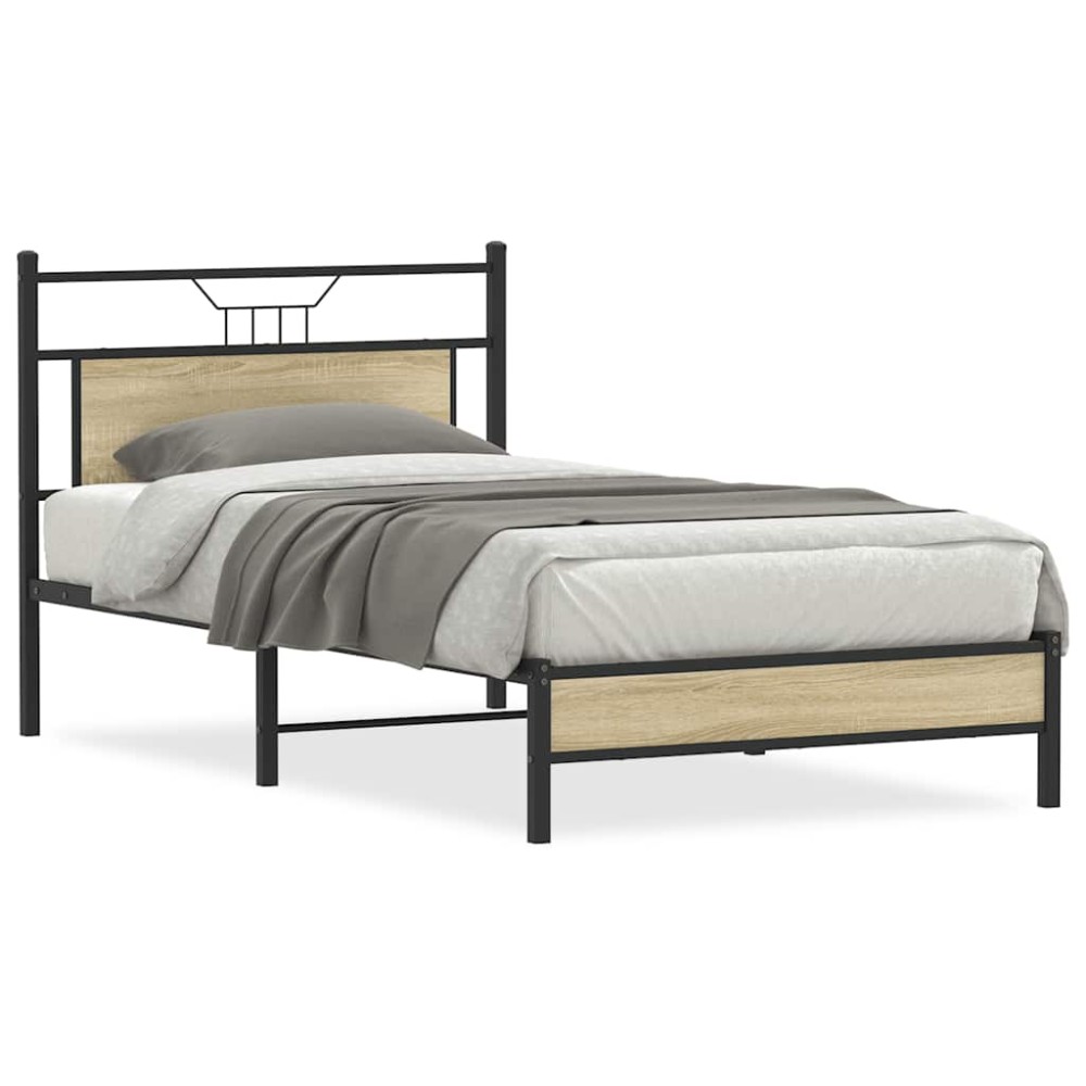 vidaXL Cadru de pat fără saltea Stejar Sonoma 107x203cm Lemn prelucrat