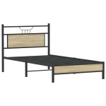 vidaXL Cadru de pat fără saltea Stejar Sonoma 107x203cm Lemn prelucrat