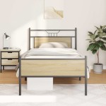 vidaXL Cadru de pat fără saltea Stejar Sonoma 107x203cm Lemn prelucrat vidaXL Cadru de pat fără saltea Stejar Sonoma 107x203cm Lemn prelucrat