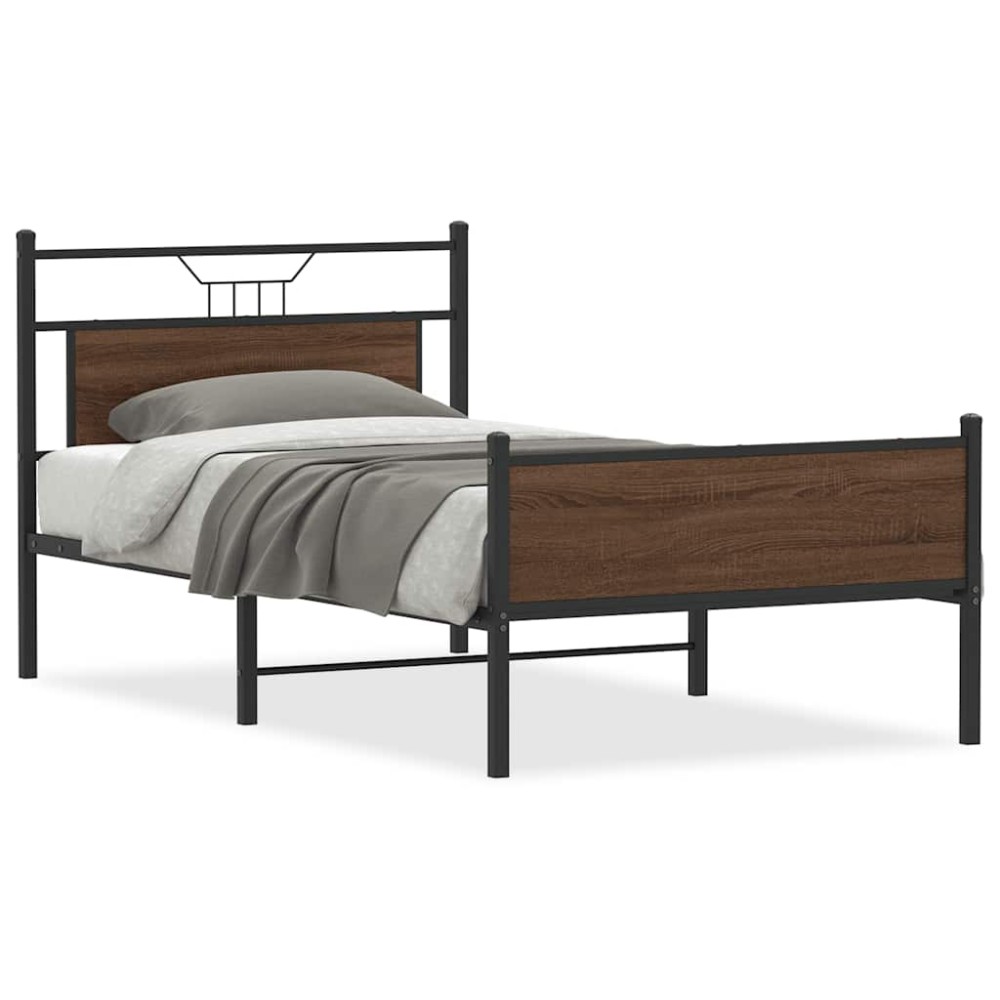 vidaXL Cadru de pat fără saltea Stejar maro 107x203 cm Lemn prelucrat