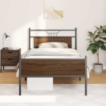 vidaXL Cadru de pat fără saltea Stejar maro 107x203 cm Lemn prelucrat
