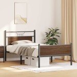 vidaXL Cadru de pat fără saltea Stejar maro 107x203 cm Lemn prelucrat