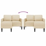 vidaXL Canapea cu 2 locuri cu șezlong în formă L, țesătură crem 125 cm