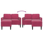 vidaXL Canapea cu 2 locuri cu șezlong în formă de L Roșu Vin catifea