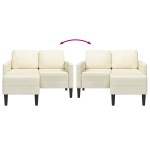 vidaXL Canapea cu 2 locuri cu șezlong în formă L crem 125 cm catifea