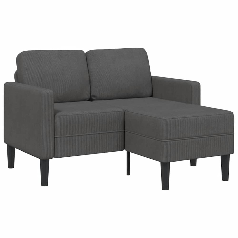 vidaXL Canapea cu 2 locuri cu șezlong în formă L gri închis 125 cm in