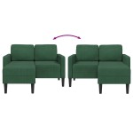 vidaXL Canapea cu 2 locuri cu șezlong în formă L verde închis 125cm in
