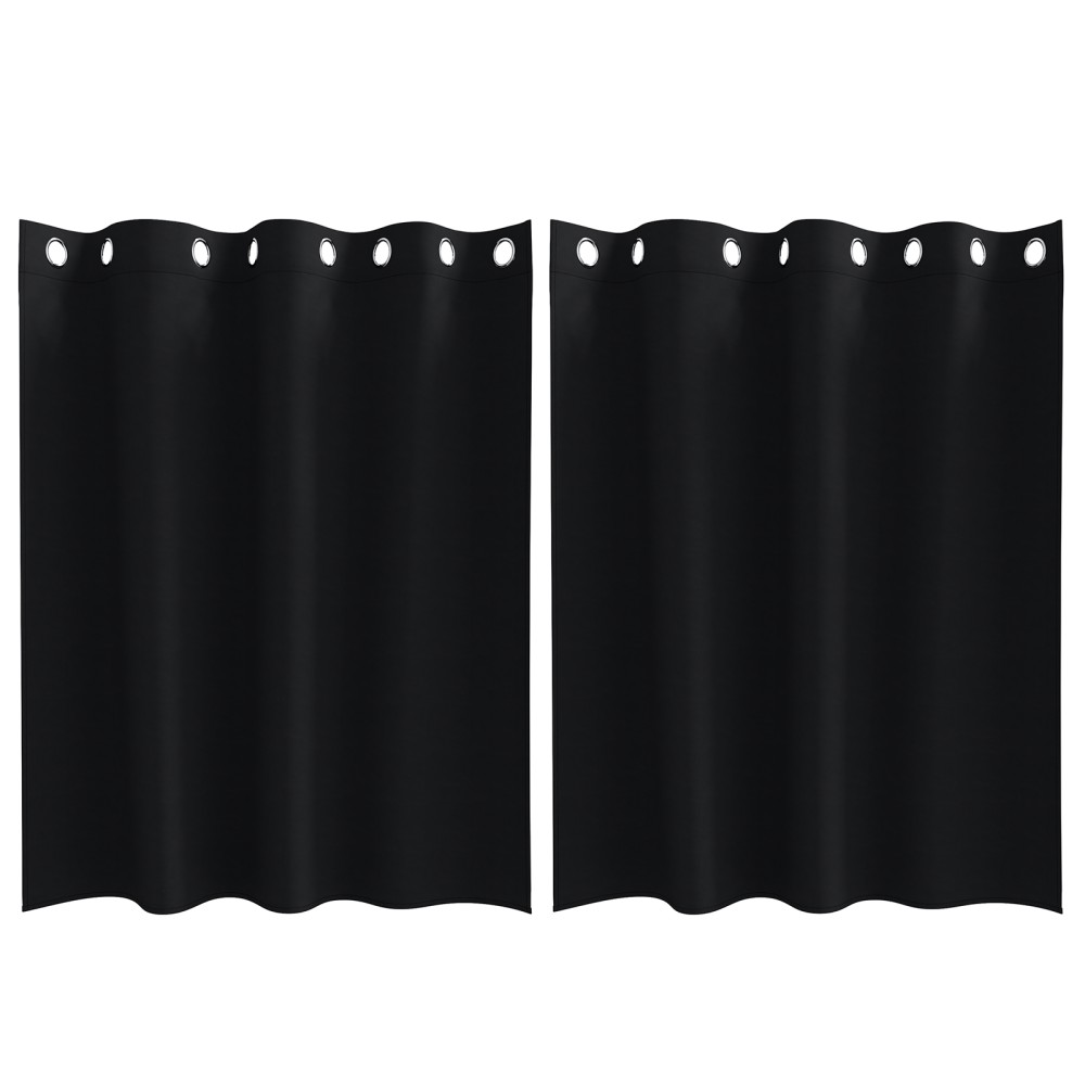 vidaXL Perdele cu perdele 2 pcs Negru 140 x 140 cm Poliester