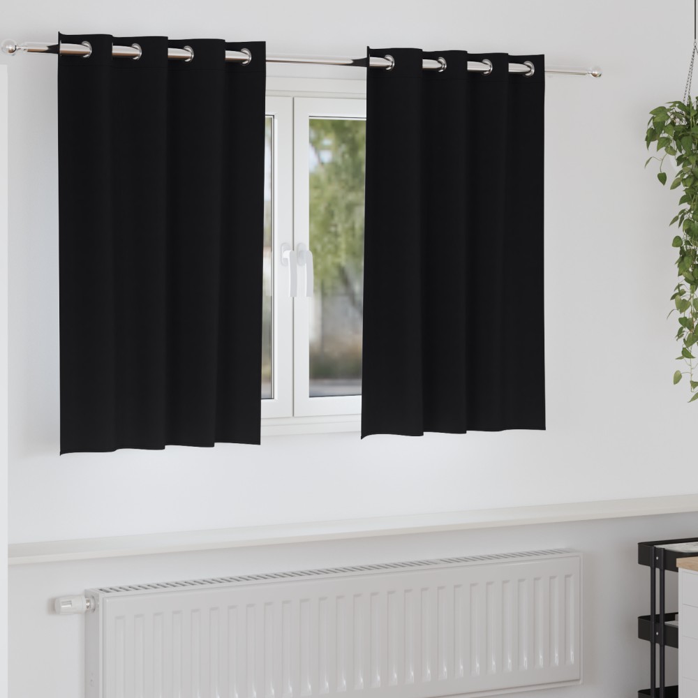 vidaXL Perdele cu perdele 2 pcs Negru 140 x 140 cm Poliester