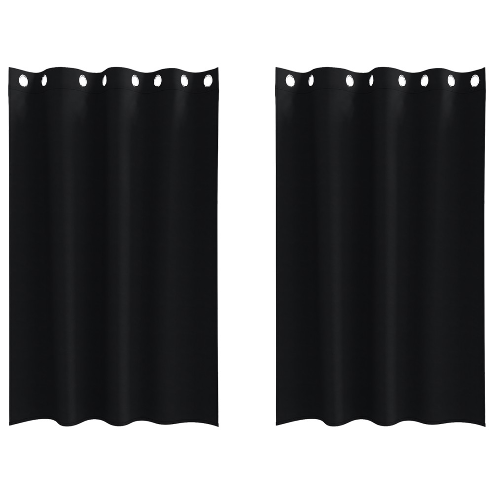 vidaXL Perdele cu perdele 2 pcs Negru 175 x 140 cm Poliester