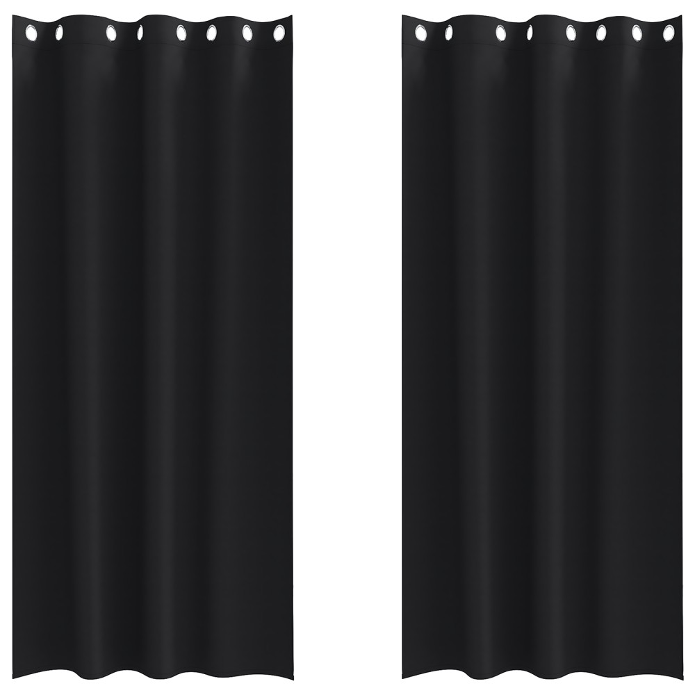 vidaXL Perdele cu perdele 2 pcs Negru 245 x 140 cm Poliester
