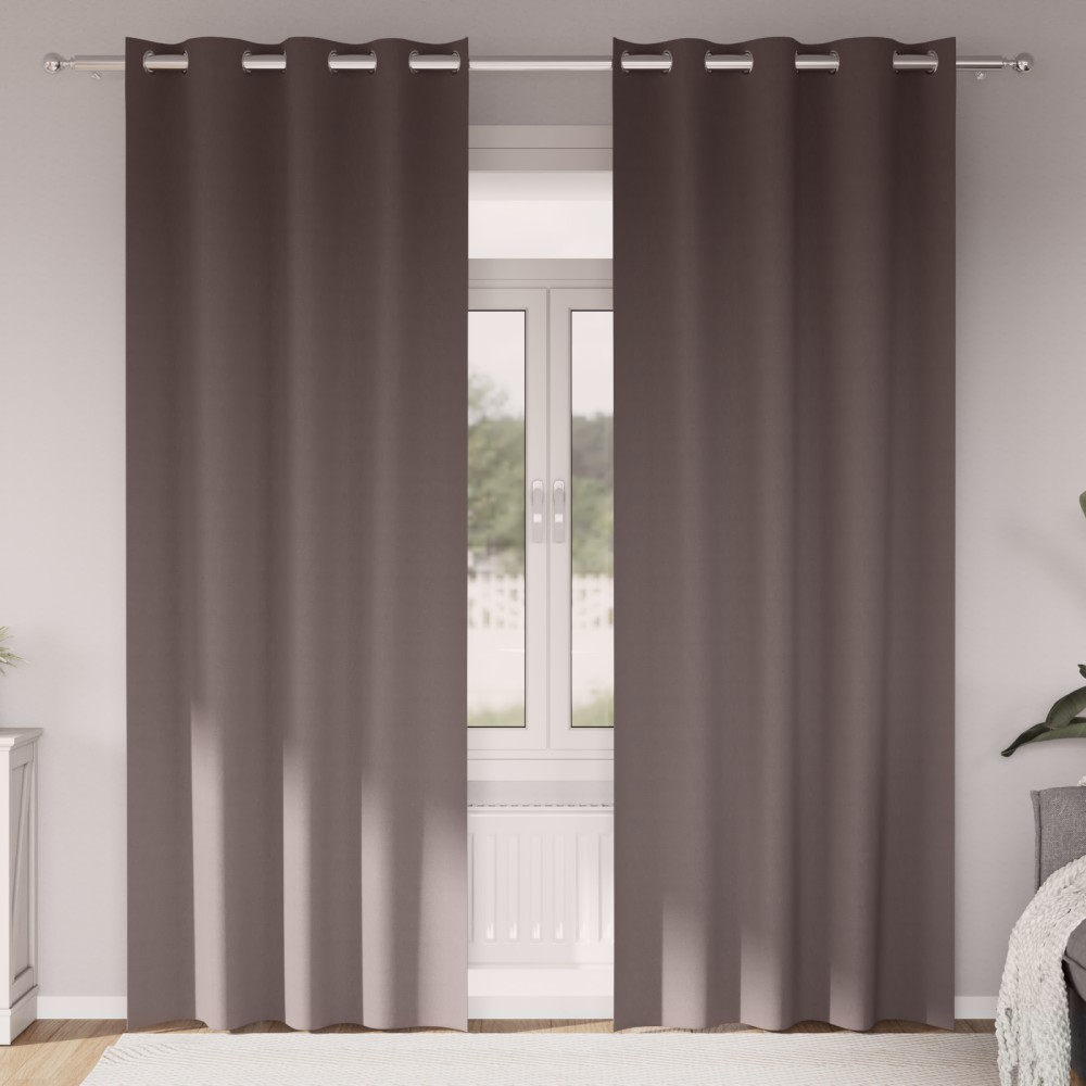 vidaXL Perdele cu perdele 2 pcs Maro închis 260 x 140 cm Poliester