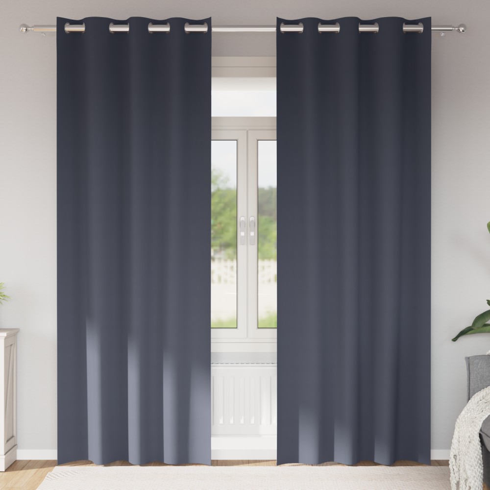 vidaXL Perdele Opaque cu Inel 2 pcs Antracit 260 x 140 cm Poliester