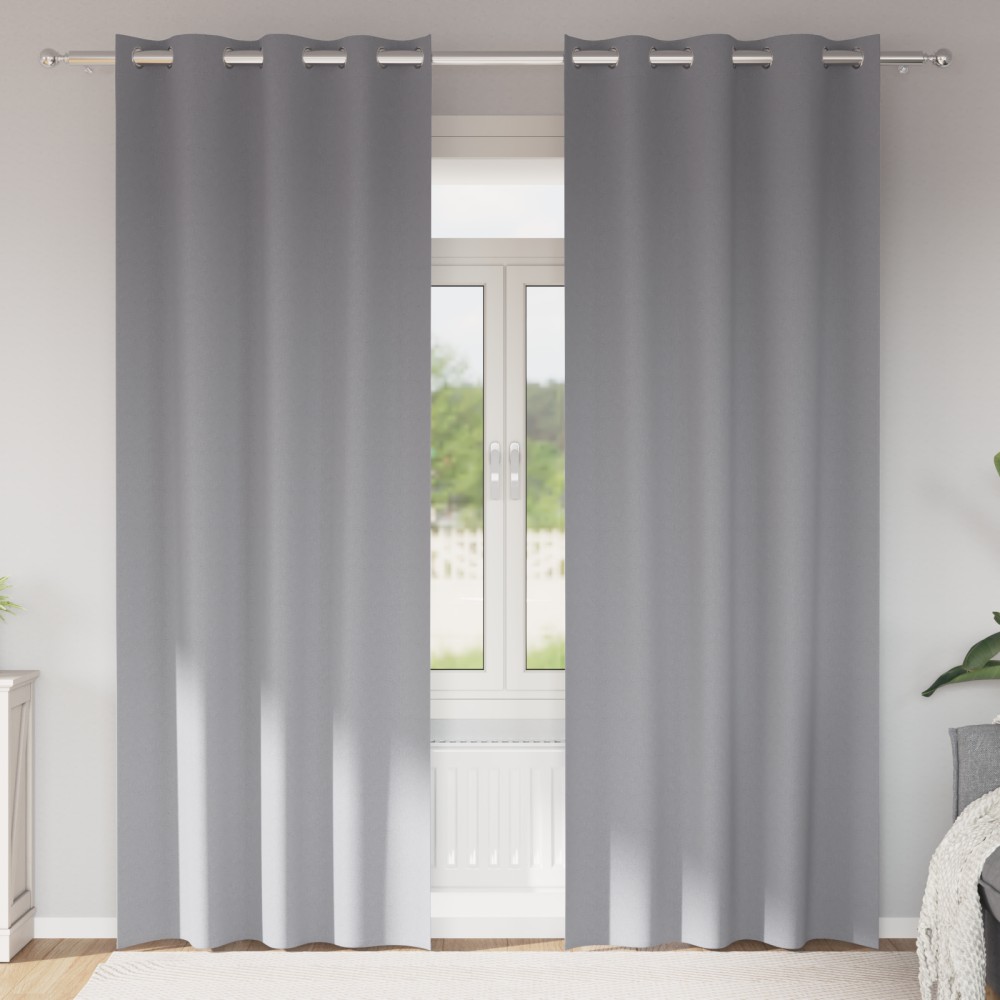 vidaXL Perdele cu perdele 2 pcs Gri deschis 225 x 140 cm Poliester