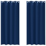 vidaXL Perdele Opaque cu Inel 2 pcs Albastru închis 245 x 140 cm