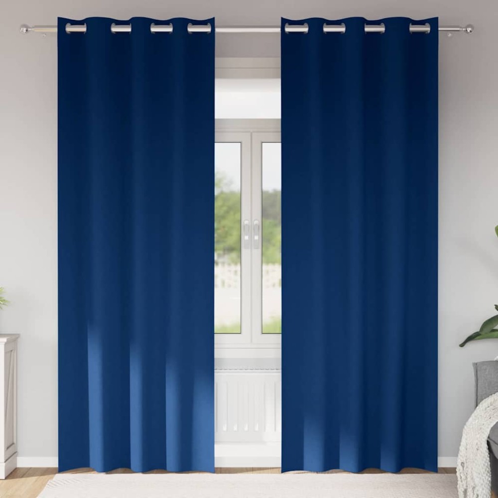 vidaXL Perdele Opaque cu Inel 2 pcs Albastru închis 245 x 140 cm