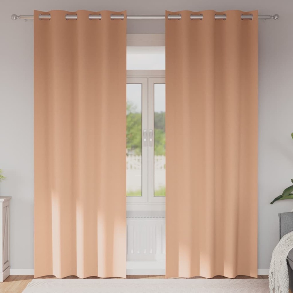vidaXL Perdele cu perdele 2 pcs Maro deschis 245 x 140 cm Poliester