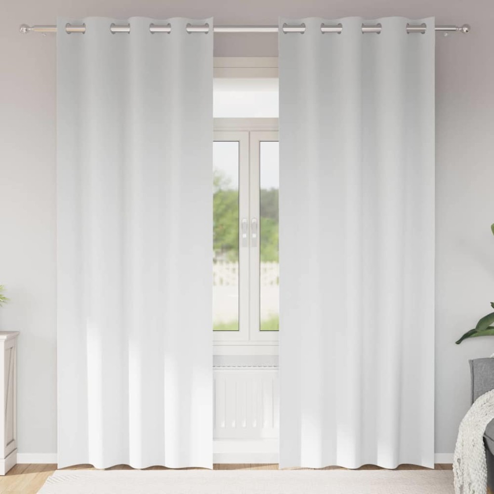 vidaXL Perdele Opaque cu Inel 2 pcs Alb pur 245 x 140 cm Poliester