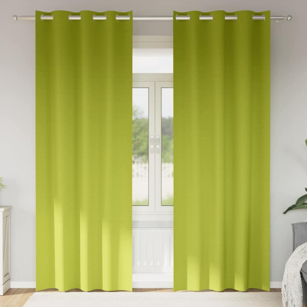 vidaXL Perdele cu perdele 2 pcs Verde măr 260 x 140 cm Poliester