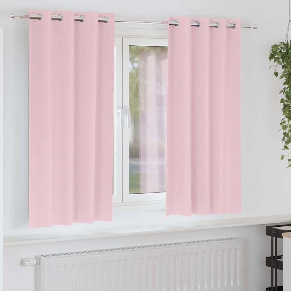 vidaXL Perdele cu perdele 2 pcs Roz bebeluș 175 x 140 cm Poliester