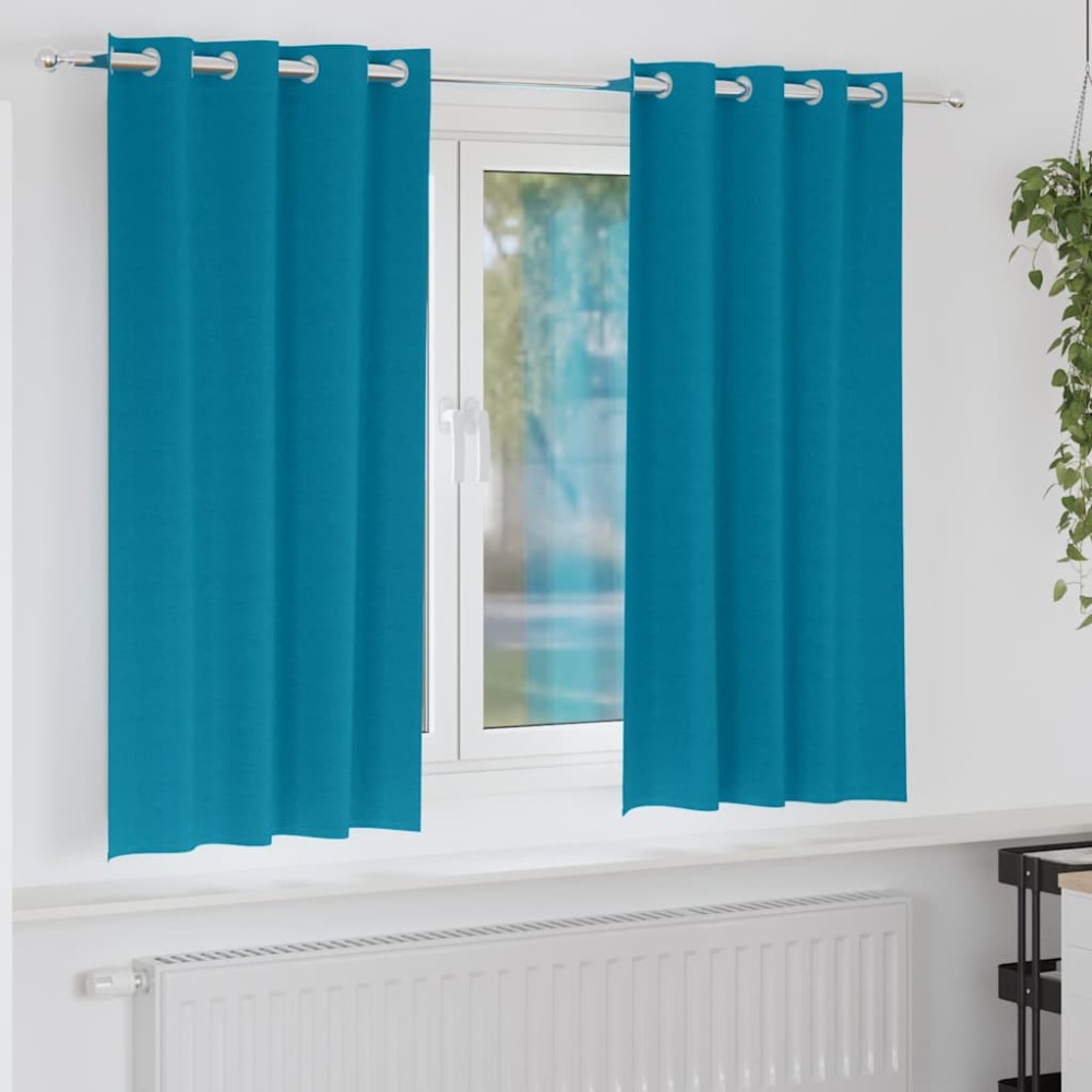 vidaXL Perdele cu perdele 2 pcs Turcoaz 175 x 140 cm Poliester