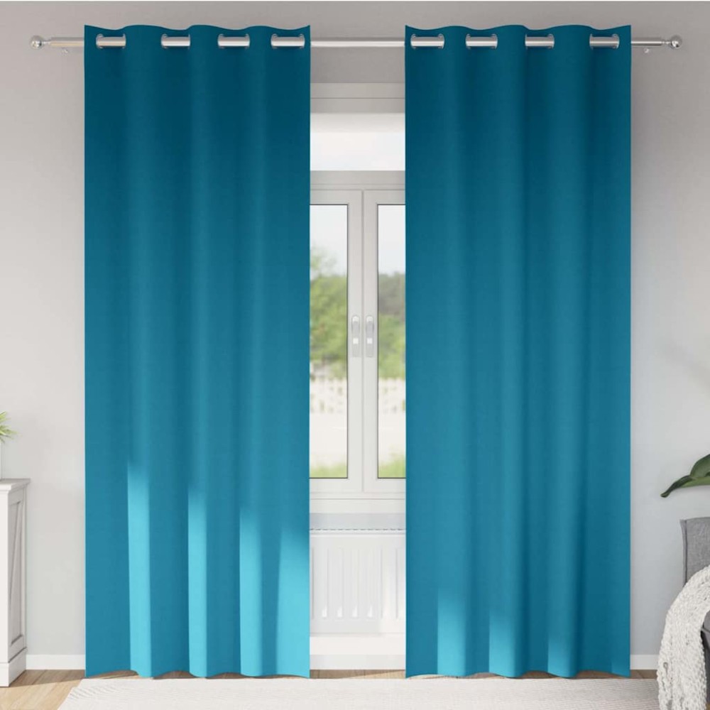 vidaXL Perdele cu perdele 2 pcs Turcoaz 260 x 140 cm Poliester