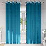 vidaXL Perdele cu perdele 2 pcs Turcoaz 260 x 140 cm Poliester