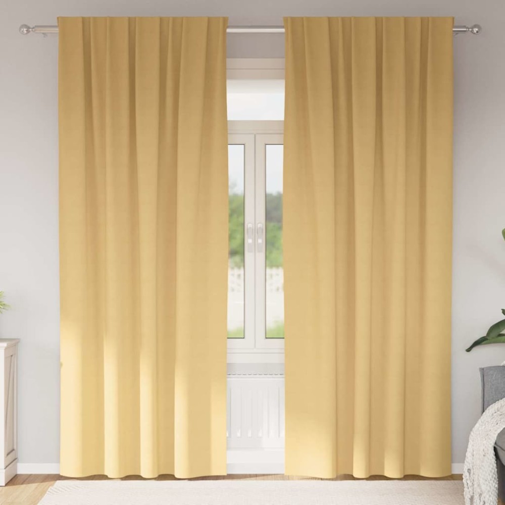 vidaXL Perdele cu perdele 2 pcs Bej 260 x 140 cm Poliester