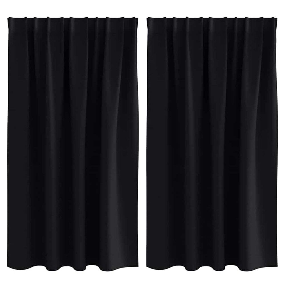 vidaXL Perdele Opaque cu Inel 2 pcs Negru 140 x 140 cm Poliester