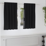 vidaXL Perdele Opaque cu Inel 2 pcs Negru 140 x 140 cm Poliester