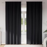 vidaXL Perdele cu perdele 2 pcs Negru 245 x 140 cm Poliester vidaXL Perdele cu perdele 2 pcs Negru 245 x 140 cm Poliester