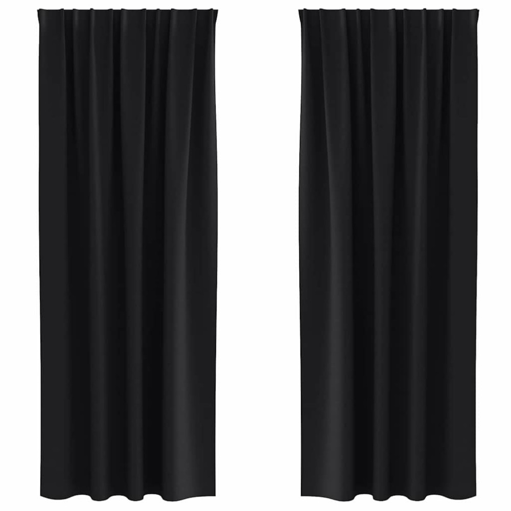 vidaXL Perdele cu perdele 2 pcs Negru 260 x 140 cm Poliester