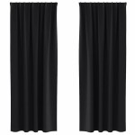 vidaXL Perdele cu perdele 2 pcs Negru 260 x 140 cm Poliester vidaXL Perdele cu perdele 2 pcs Negru 260 x 140 cm Poliester
