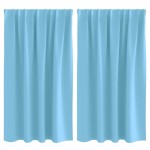 vidaXL Perdele cu perdele 2 pcs Albastru deschis Poliester vidaXL Perdele cu perdele 2 pcs Albastru deschis Poliester