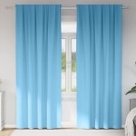 vidaXL Perdele cu perdele 2 pcs Albastru deschis Poliester vidaXL Perdele cu perdele 2 pcs Albastru deschis Poliester