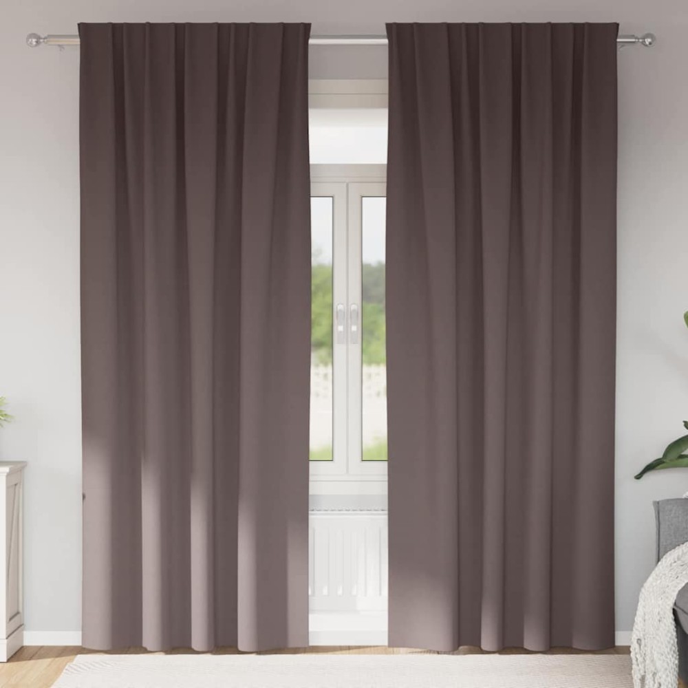 vidaXL Perdele Opaque cu Inel 2 pcs Maro închis 225 x 140 cm Poliester